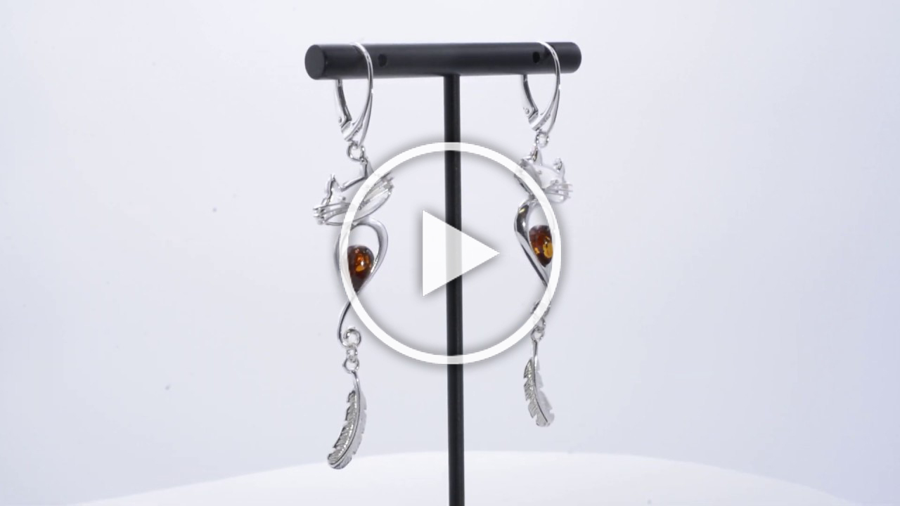 Sterling Silver and Baltic Amber French Leverback Earrings 
