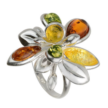 Baltic Amber Multicolor Ring "Brigitte"
