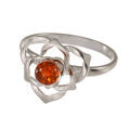 Sterling Silver and Baltic Amber Ring "Fleur"