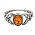 Baltic Honey Amber "Celtic Knots" Ring