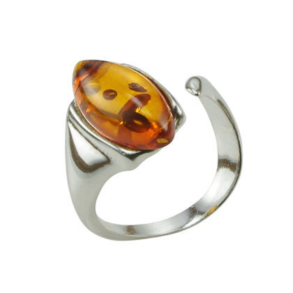 Sterling Silver and Baltic Honey Amber Adjustable Ring "Amelia"