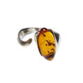 Sterling Silver and Baltic Honey Amber Adjustable Ring "Amelia"