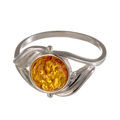 Sterling Silver and Baltic Honey Amber Ring "Callie"; size 8.5