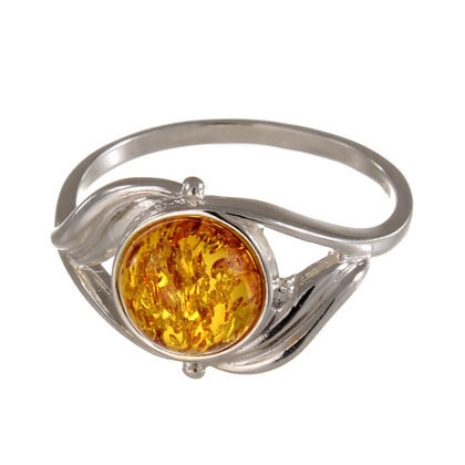 Sterling Silver and Baltic Honey Amber Ring "Callie"; size 8.5