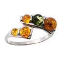 Baltic Multicolored Amber Ring "Aria"