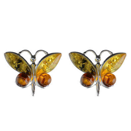 Baltic Multicolored Amber Earrings "Butterfly"