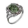 Baltic Green Amber Ring "Georgine"