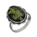 Baltic Green Oval Amber Ring