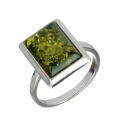 Baltic Green Rectangle Amber Ring