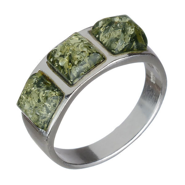 Baltic Green Amber Ring "Mila"