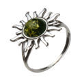 Baltic Green Amber Sun Ring