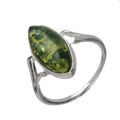 Baltic Green Amber Ring "Autumn"