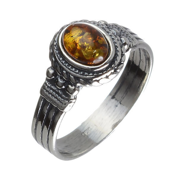 Baltic Honey Amber Gothic Style Ring