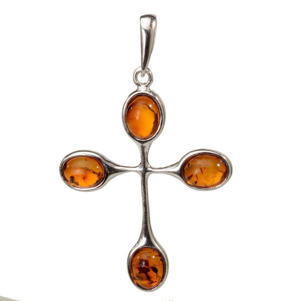Baltic Amber Cross Pendant  (Medium)