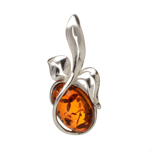 Sterling Silver and Baltic Honey Amber Pendant "Berry"