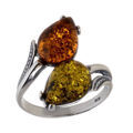 Baltic Multicolored Amber Ring "Tulips"