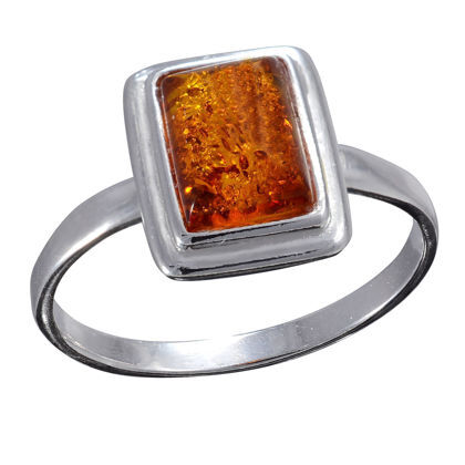 Baltic Honey Small Rectangle Amber Ring