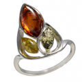 Baltic MultiColored Amber Ring "April"