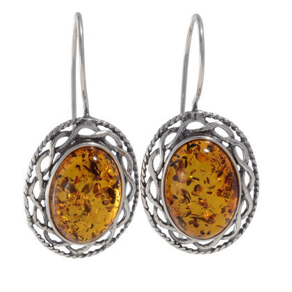 Baltic Honey Amber Fish Hook Earrings "Rita"