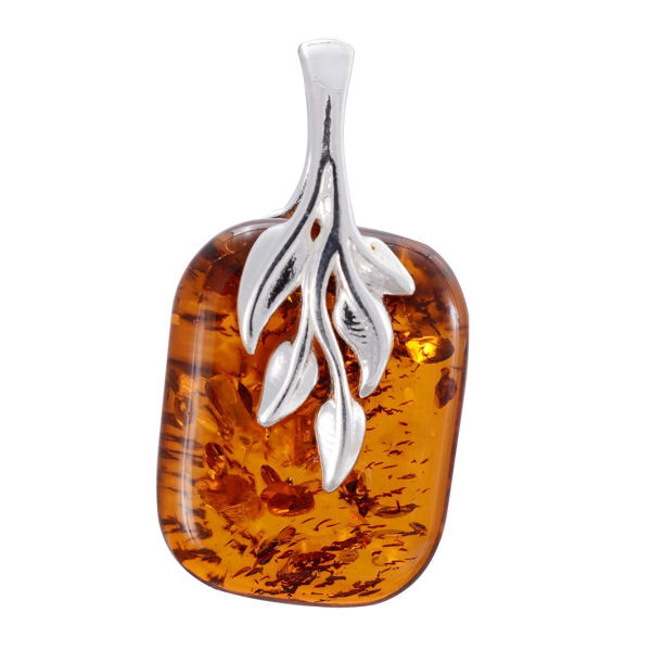 Baltic Honey Amber Pendant "Fern"