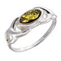 Baltic Green Amber Ring "Lucy"