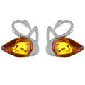 Baltic Honey Amber Stud Earrings "Swan"