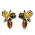 Sterling Silver and Baltic Multicolored Stud Amber Earrings "Mariana"