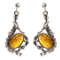 Sterling Silver and Baltic Honey Amber Dangling Earrings "Bianca"