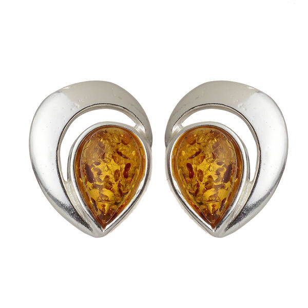 Sterling Silver and Baltic Honey Amber Stud Earrings "Elisa"