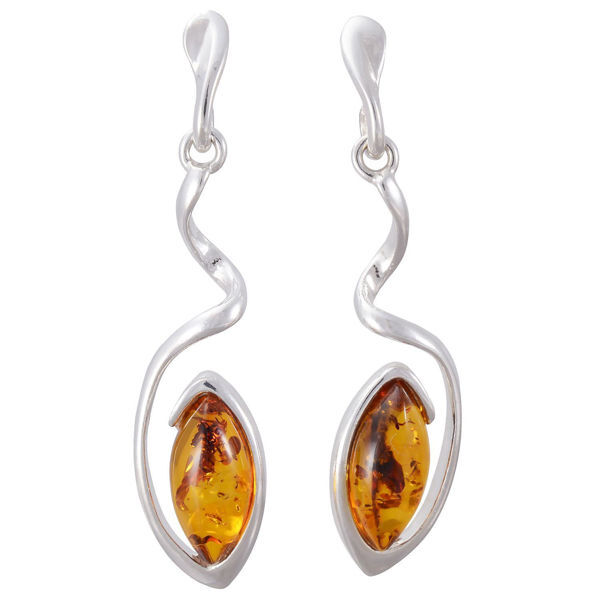 Sterling Silver and Baltic Honey Amber Dangling Earrings "Luciana"