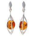 Sterling Silver and Baltic Honey Amber Dangling Earrings "Cindy"