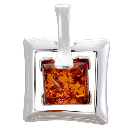 Sterling Silver and Baltic Honey Square Amber Pendant