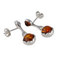 Sterling Silver and Baltic Honey Amber Earrings "Soccer"