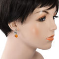 Sterling Silver and Baltic Honey Amber Post Back Earrings "Roses"