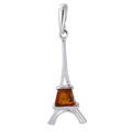 Sterling Silver and Baltic Amber Pendant "Eiffel Tower"