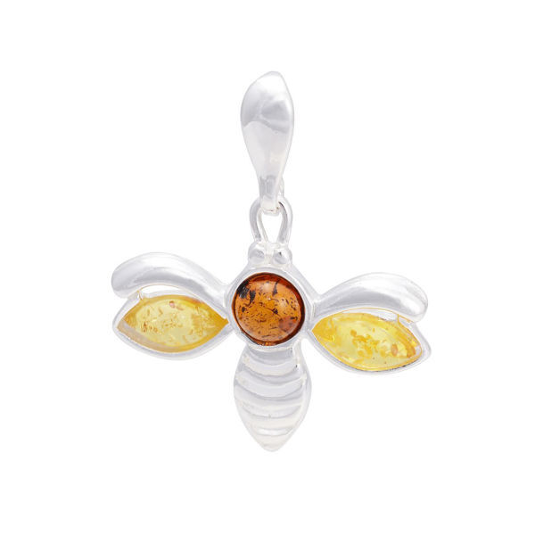 Sterling Silver and Baltic Amber Pendant "Bumble Bee"