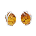 GIA Certified Sterling Silver and Baltic Honey Amber Stud Earrings "Monique"