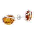 amber silver earrings post back