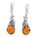 Sterling Silver and Baltic Honey Amber Earrings "August"