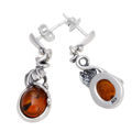 Sterling Silver and Baltic Honey Amber Earrings "August"