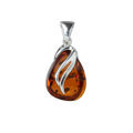 Sterling Silver and Baltic Amber Pear Shaped Pendant "Yvonne"