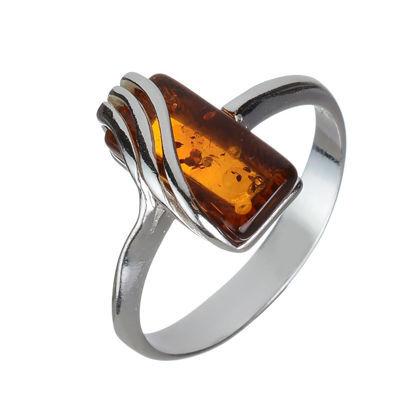 Sterling Silver and Baltic Honey Amber Ring "Ninelle"