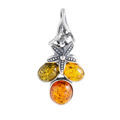 Sterling Silver and Baltic Multicolored Amber Pendant "Coral Reef"