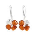 Sterling Silver and Baltic Honey Amber Earrings "Clover"
