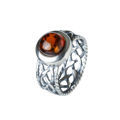 Sterling Silver and Baltic Honey Amber "Celtic" Ring