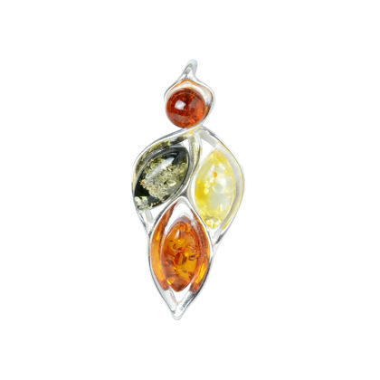 Sterling Silver and Baltic Multicolored Amber Pendant "April"