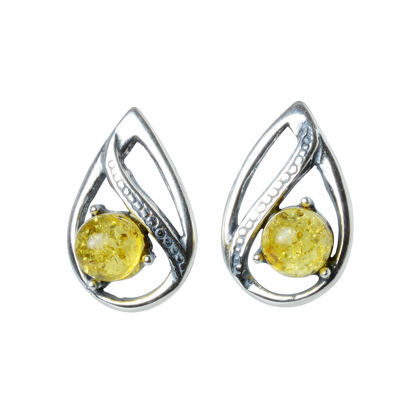 Sterling Silver and Baltic Amber Stud Earrings "Amara"