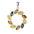 Sterling Silver and Baltic Multicolored Amber Pendant "Carrie"