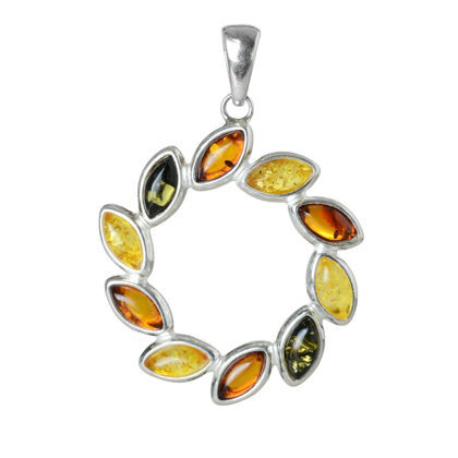 Sterling Silver and Baltic Multicolored Amber Pendant "Carrie"