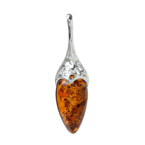 Sterling Silver and Baltic Honey Amber Pendant "Serena"